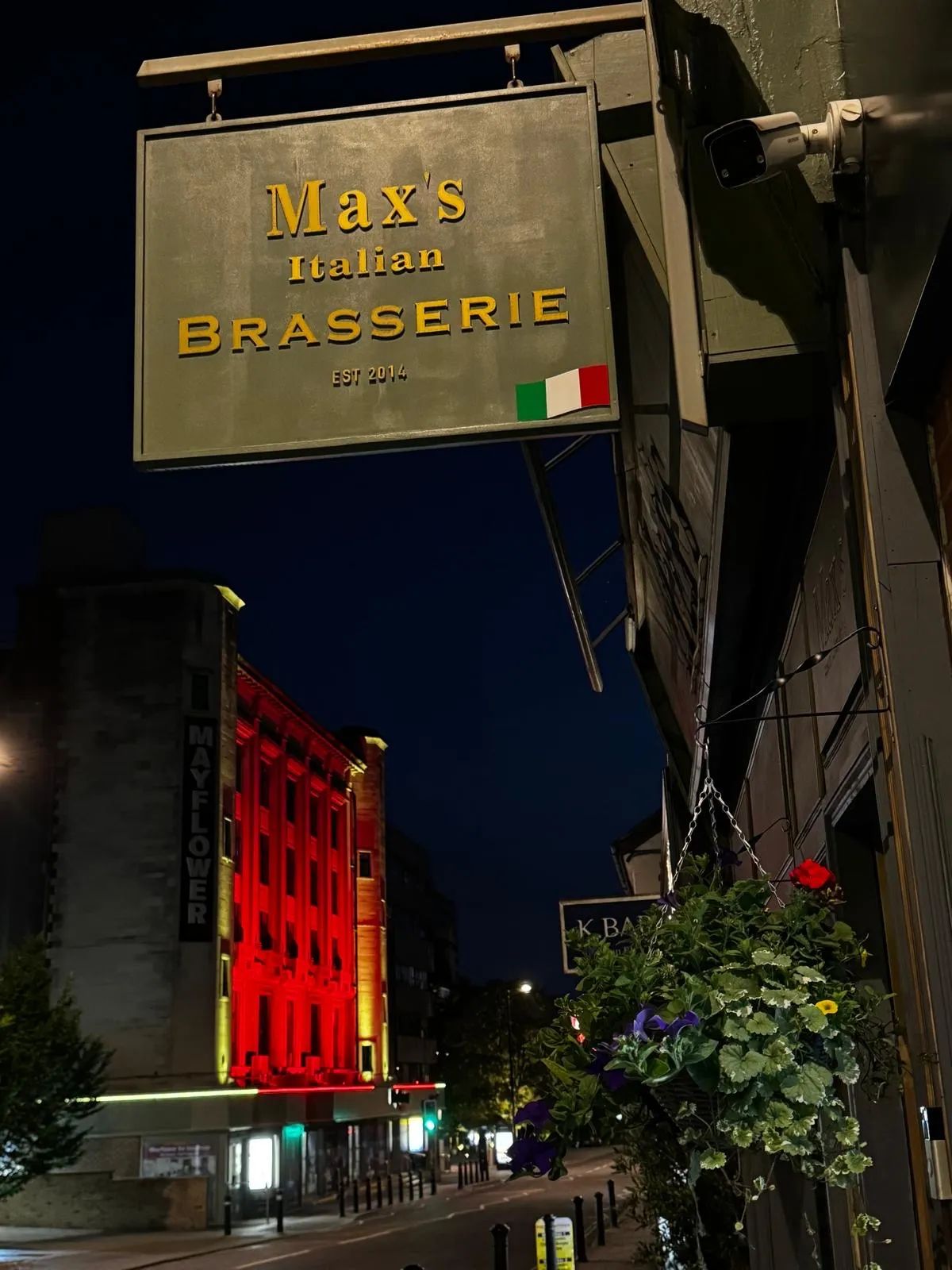 Max's Brasserie exterior and terrace near Westquay and the Mayflower Theatre, Southampton.